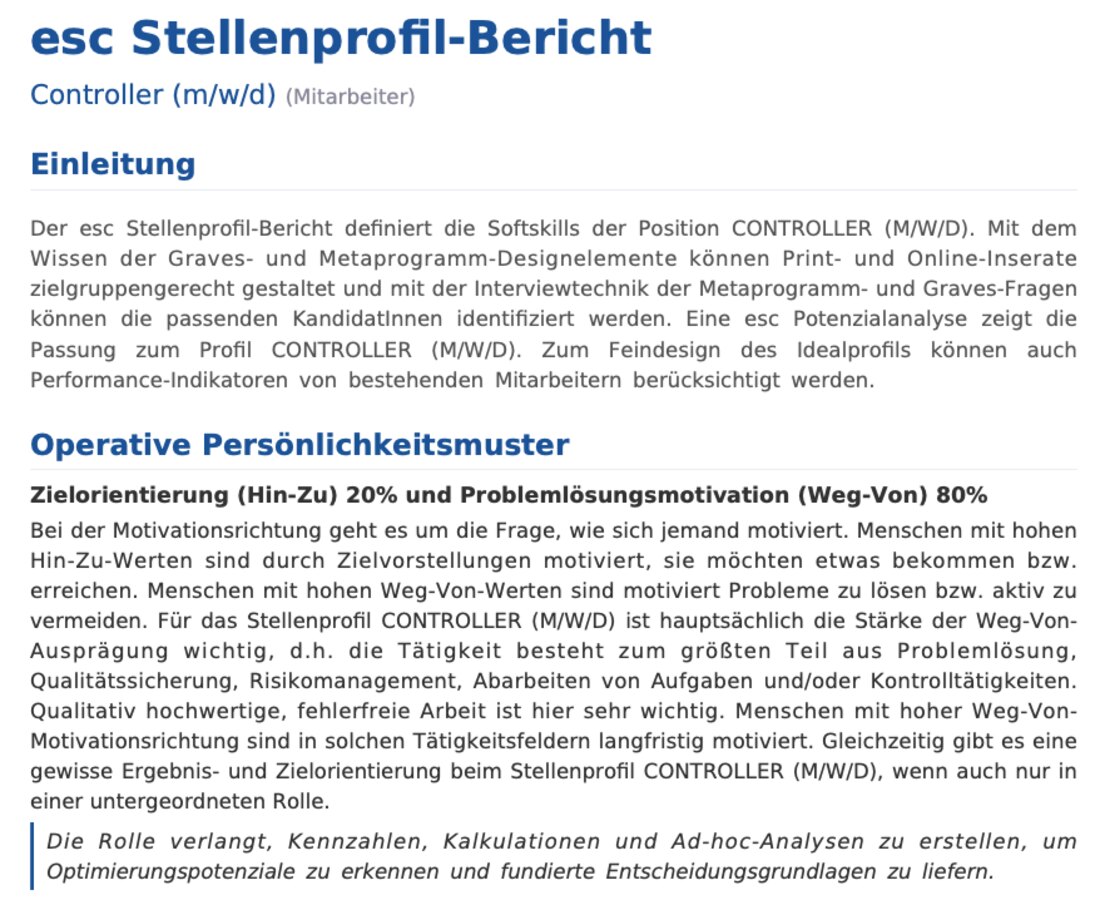 esc Stellenprofil-Bericht als PDF – zum Öffnen klicken